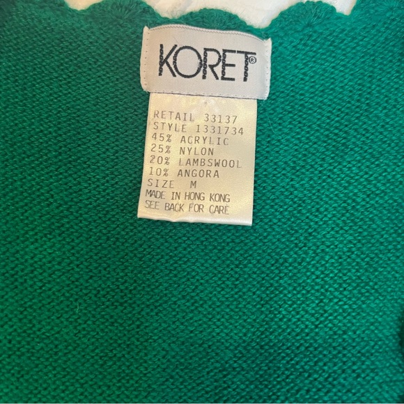 Vintage Koret Sweater Vest Women's - Green Floral Embroidered Button Up - Picture 4 of 6